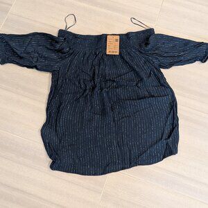 Striped Navy Shirt with Metalic Thread - Size S/M